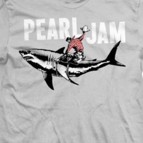 Shark Cowboy Pearl Jam T-Shirt Funny Band Tee Unisex Rock Gift - Picture 2 of 5